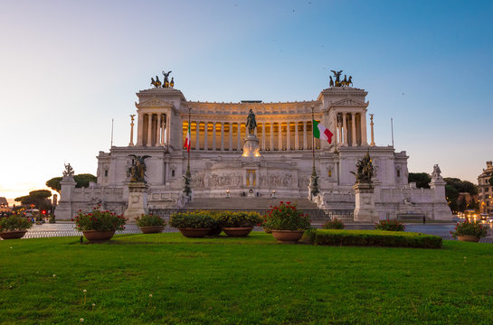 Rome, Italy - The Vittoriano monument at Piazza Venezia square, also know as 'Altare della Patria'
