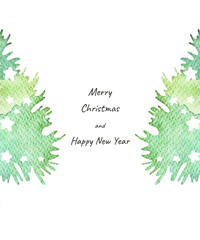 Christmas and New Year collection. Watercolor postcard. Perfect for you greeting card,invitations, packaging. 