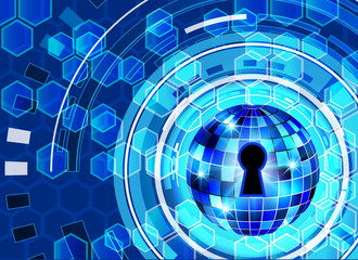 Abstract security technology background, key lock and digital technology background, Vector Illustration