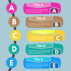Five steps infographic design elements. Step by step infographic design template. Vector illustration

