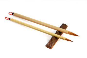 Chinese writing brush pens on white background    