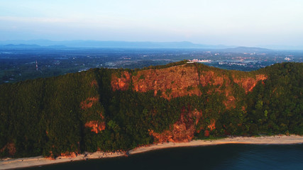 Aerial view. High cliff separating ocean and land.