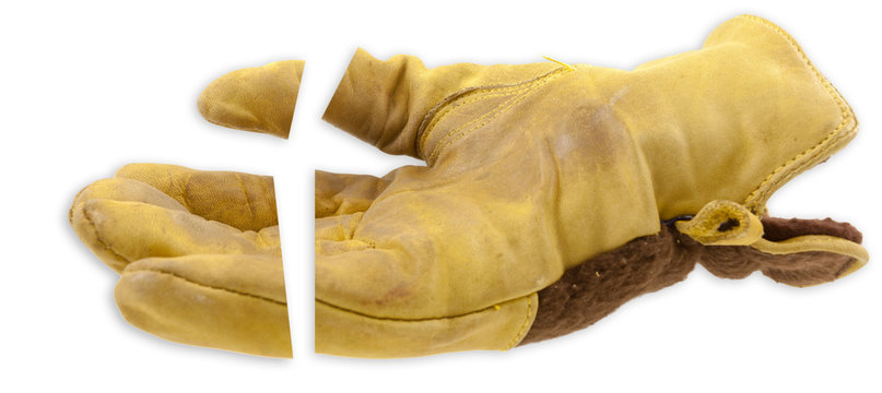 gant sci&eacute;, concept accident du travail, amputation des doigts