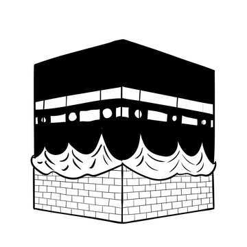 black and white kaaba building clip art preview