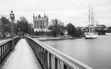 Bridge in Stockholm black and white