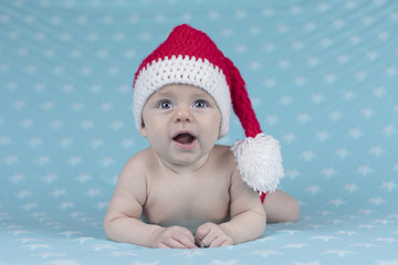 Christmas, Happy baby crawling