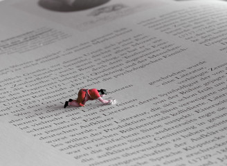 Strict censorship - cleaning lady sniping words - miniature figure