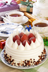 Strawberry pudding cake on the birthday party       