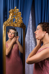 Vintage woman in mirror