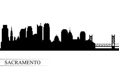 Sacramento city skyline silhouette background