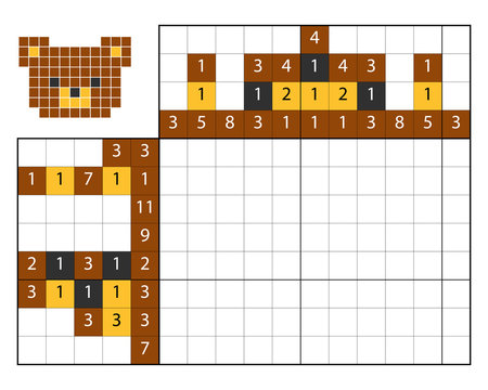 Paint by number puzzle (nonogram), Bear