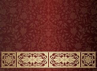 wedding card design, paisley floral pattern , India