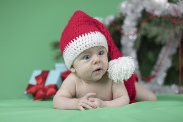 Obraz na płótnie Canvas Christmas, Happy baby crawling