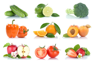 Früchte Obst und Gemüse Apfel Tomaten Orange Farben Sammlung Freisteller freigestellt isoliert
