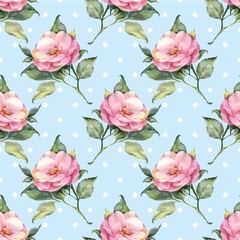 Seamless pattern with pink roses