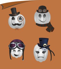 Halloween pupmkin in staempunk style