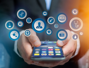 Medecine and general healthcare icon displayed on a technology interface