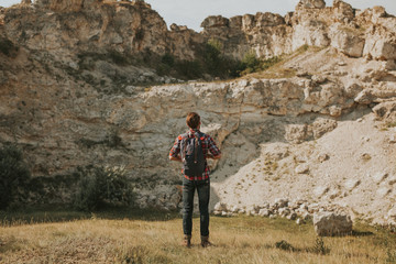 Traveler on natural background