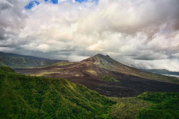 Fototapeta na wymiar Recently awakened volcano Gunung-Batur