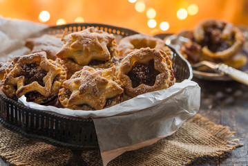 Traditional homemade mince pies. Christmas baking