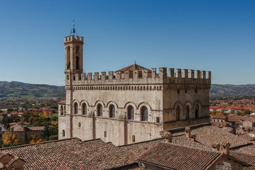 Fototapeta na wymiar View of Palazzo dei Consoli (Palace of Consuls) in Gubbio, Umbria, Italy