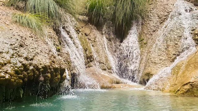 Famous waterfalls of Polilimnio in Greece.