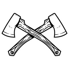 Crossed axes isolated on white background. Design elements for poster, emblem, sign. Vector illustration