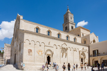 View of Cathedral of Matera under blue sky