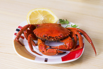 seafood, crab dish with lemon