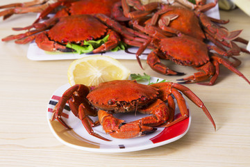 seafood, crab dish with lemon