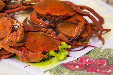 seafood, crab dish with lemon