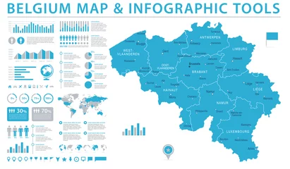 Fotobehang Belgium Map - Info Graphic Vector Illustration © Porcupen