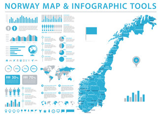 Obraz premium Norway Map - Info Graphic Vector Illustration