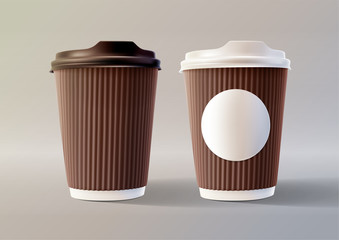 Brown Coffee Ripple Cups Layered Vector Illustration EPS 10