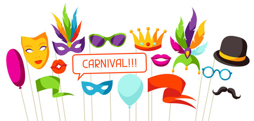 Carnival photo booth props. Accessories for festival and party © incomible