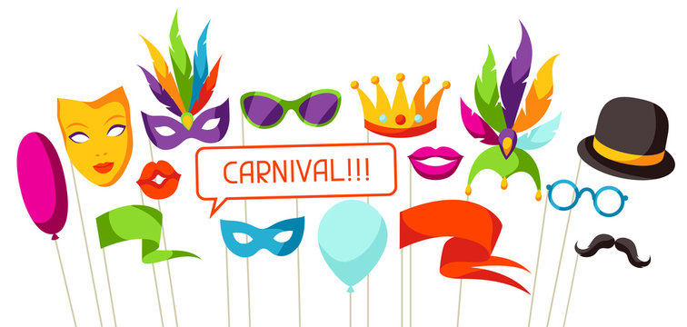 Carnival photo booth props. Accessories for festival and party