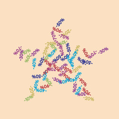 Sale Banner Confetti. Vector Falling Discount Prices -10, -20, -30, -40, -50, -70, -90 Sticker. Holidays Shopping Promotion Ads. Rebate Badge, Price Discount Star Sale Banner, Border or Frame.