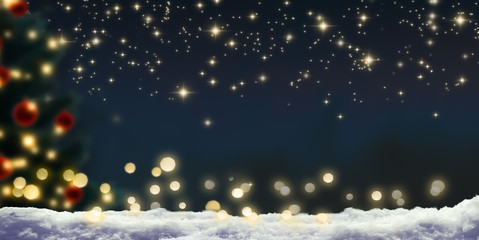 weihnachtlicher hintergrund, christbaum, schnee, nacht