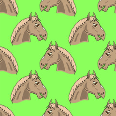 Colored Horse Head Seamless Pattern