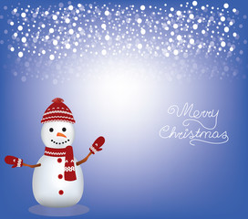 Christmas card with a snowman, vector