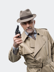 Fototapeta premium Retro spy agent with revolver