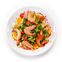 Shrimps with salad