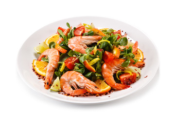 Shrimps with salad