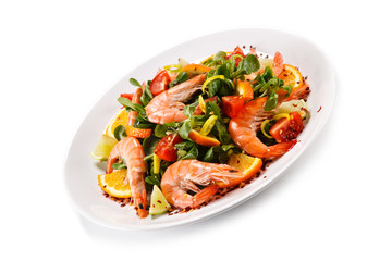 Shrimps with salad