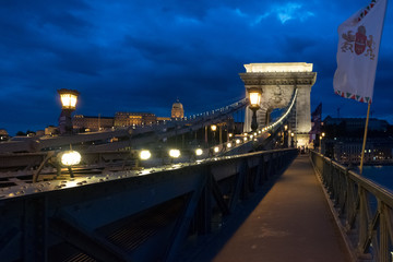 Fototapeta premium Chain bridge in Budapest, Hungary on September 2017