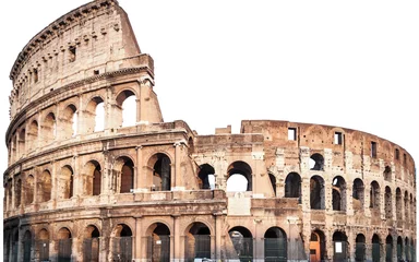 Papier Peint photo Monument historique Gros plan du Colisée isolé sur blanc à Rome, Italie