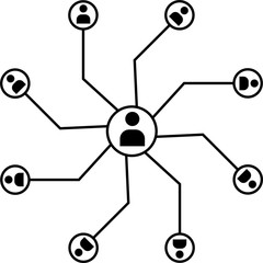Network Connection, Hub, Social Network Isolated Flat Line Icon