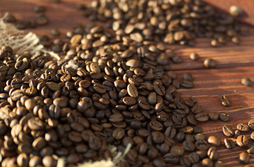 Coffee on grunge wooden background