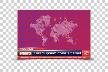 Banner Breaking News template title on white background for screen TV channel. Flat vector illustration EPS10