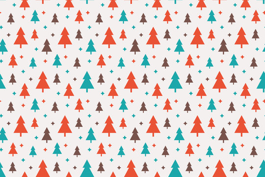 Endless Christmas Pattern with Christmas Trees